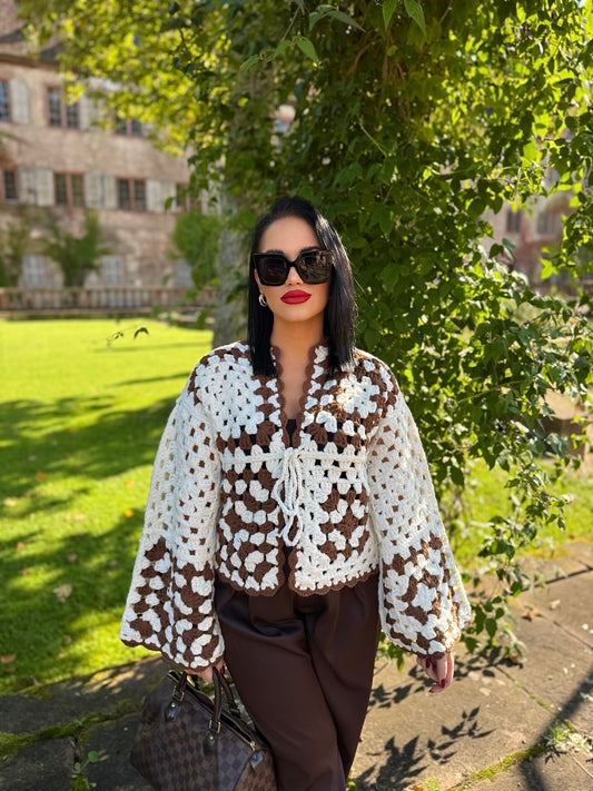 CARDIGAN CROCHET BROWN