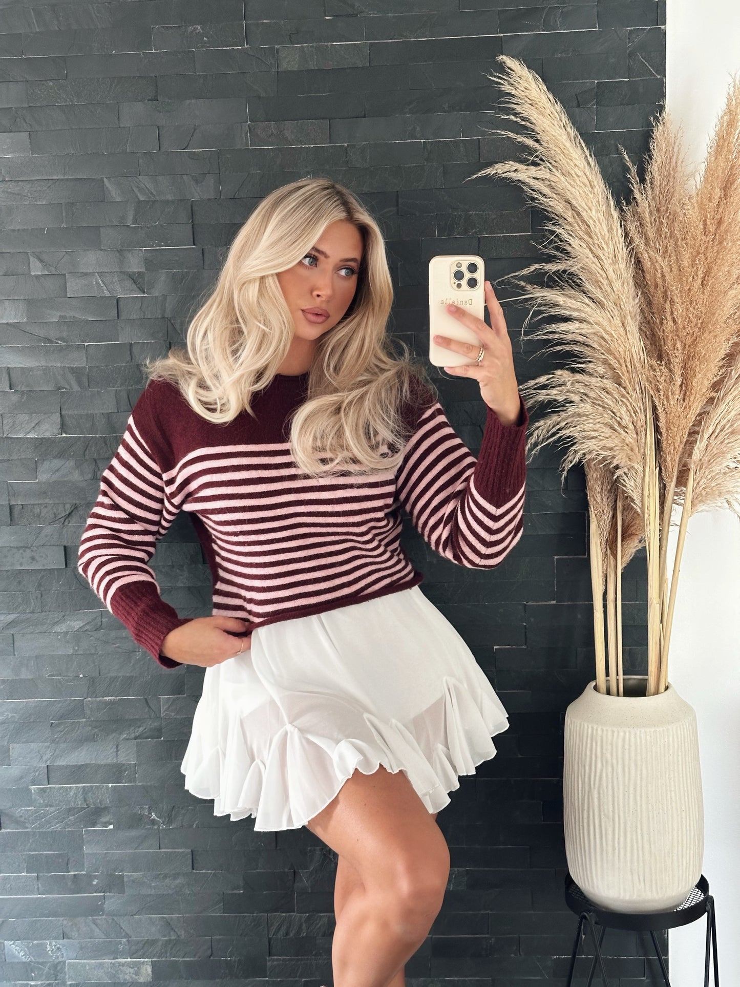 PULLOVER STRIPES BORDEAUX PINK