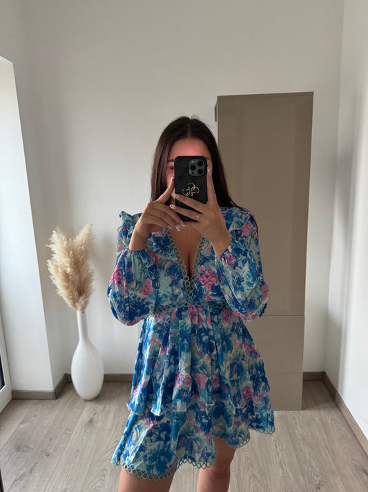 CASUAL DRESS WITH CUT OUT BLUE