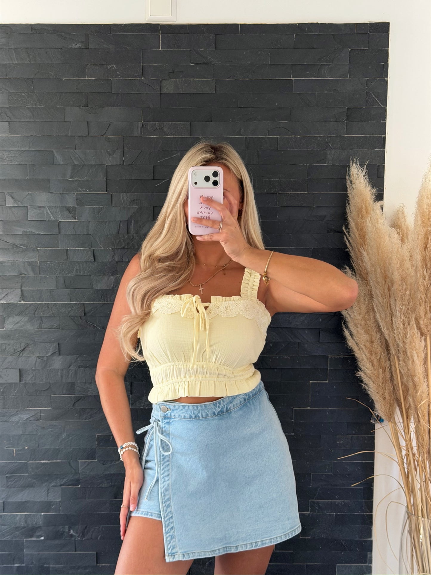 MUSSELIN TOP LEMON LACE