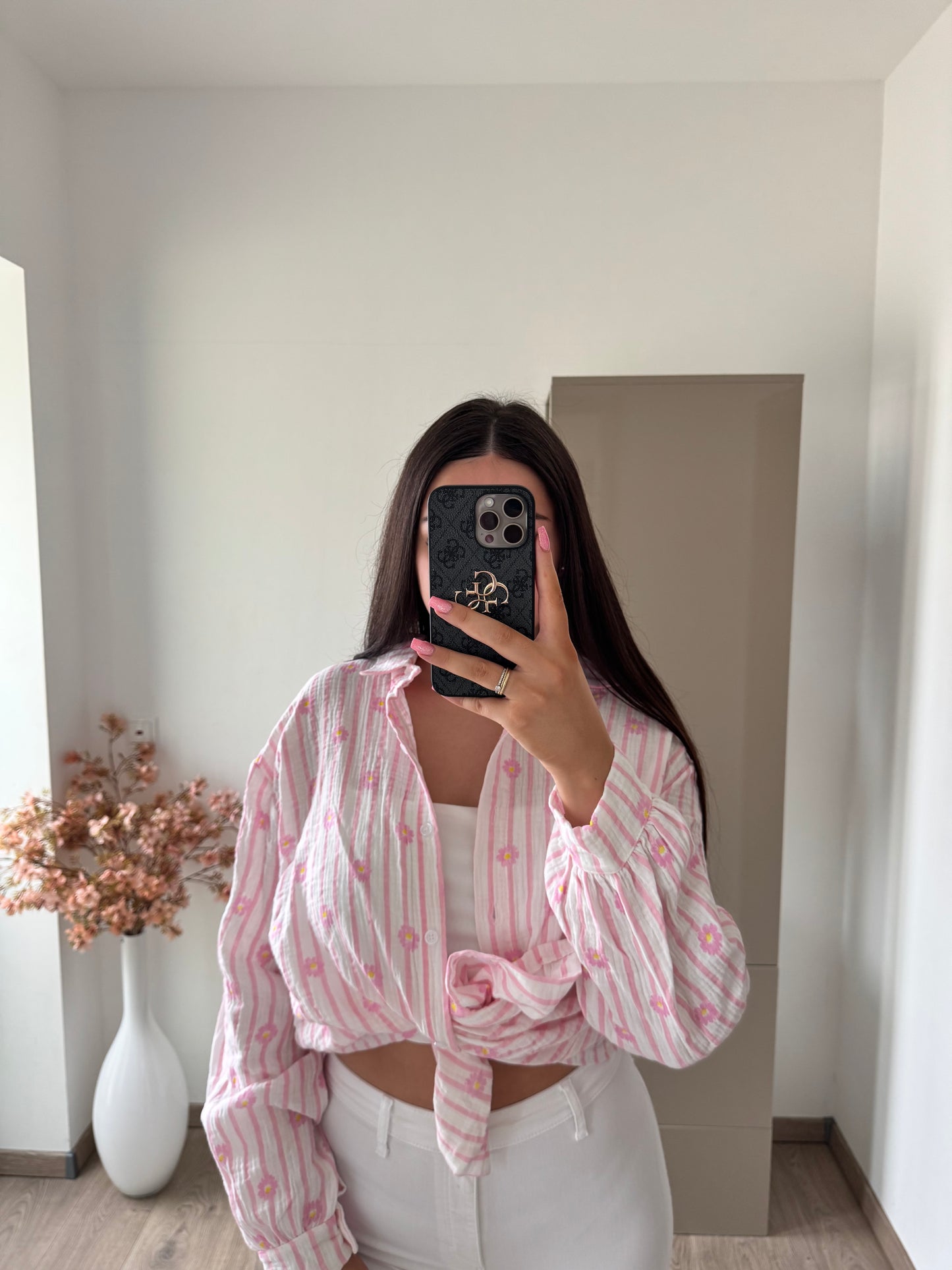 MUSSELIN HEMD ROSA BLUMEN