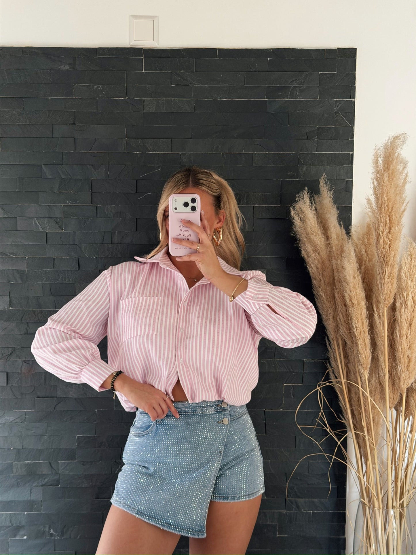 HEMDJACKE STRIPED SUMMER ROSA