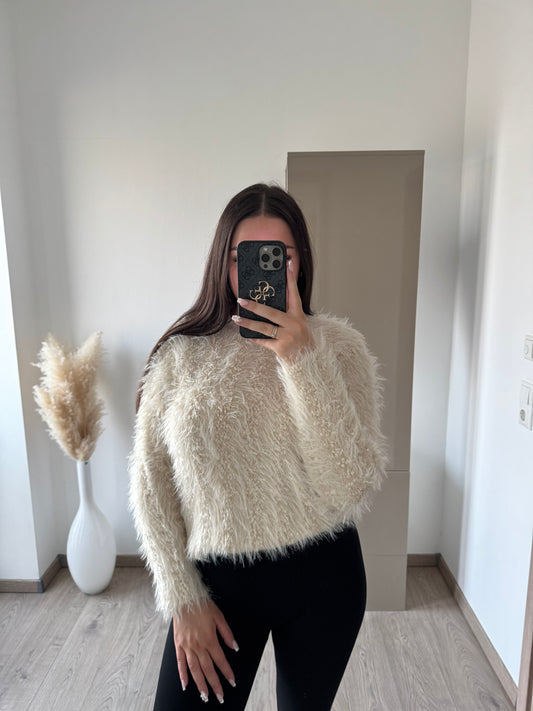 FRINGE SWEATER BEIGE GLITTER