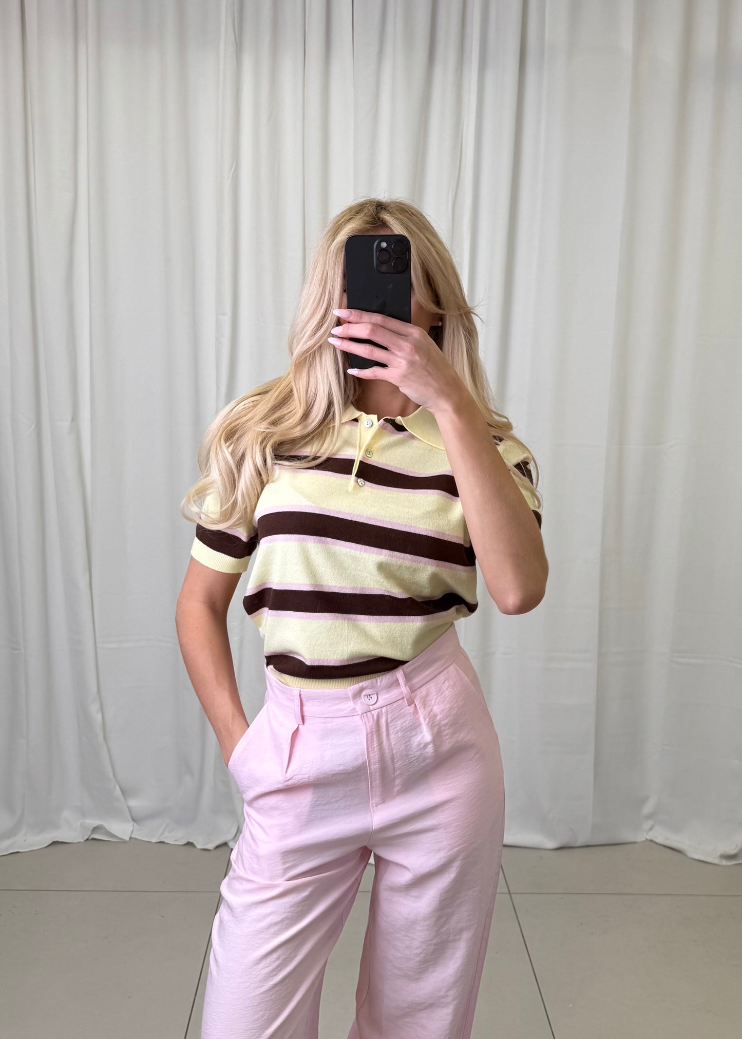 OBERTEIL POLO STREIFEN SUGAR