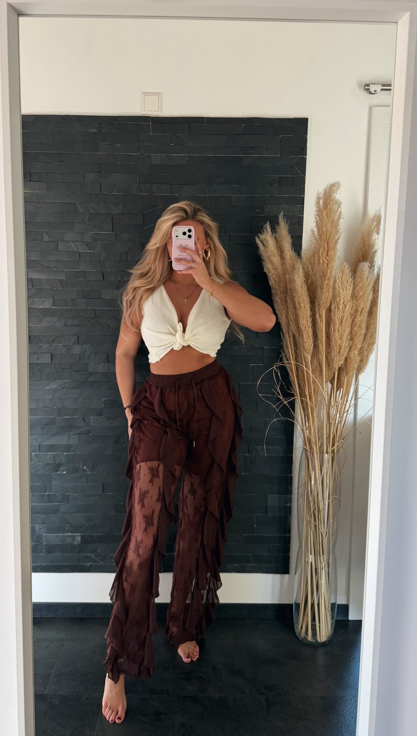 SPITZENHOSE VOLANT CLOUD SCHOKO