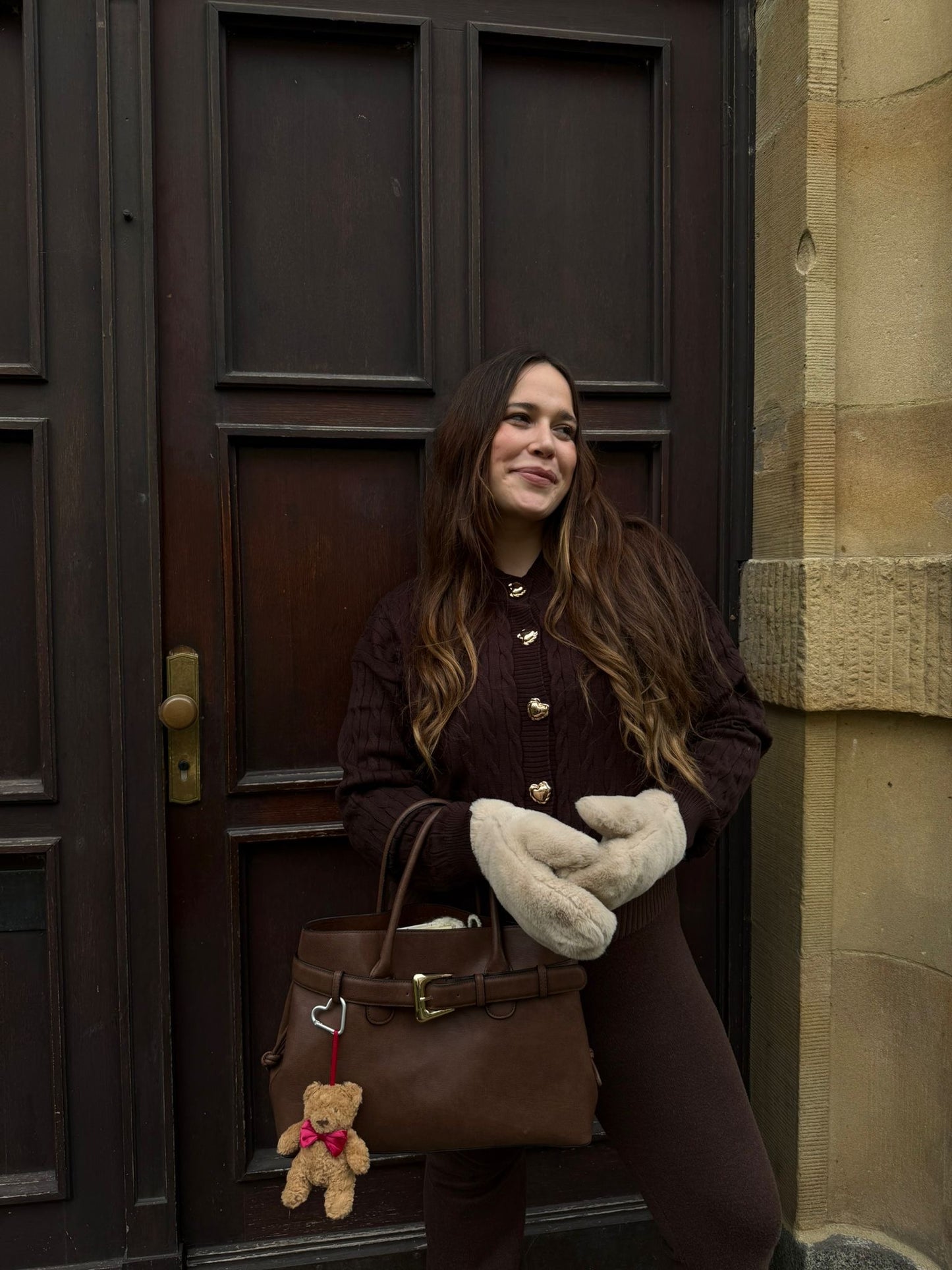 STRICKCARDIGAN CLASSIC GOLD ZOPFSTRICK SCHOKO