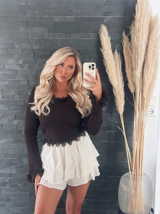 SPITZEN-STRICKTOP BELLEZZA SCHOKO