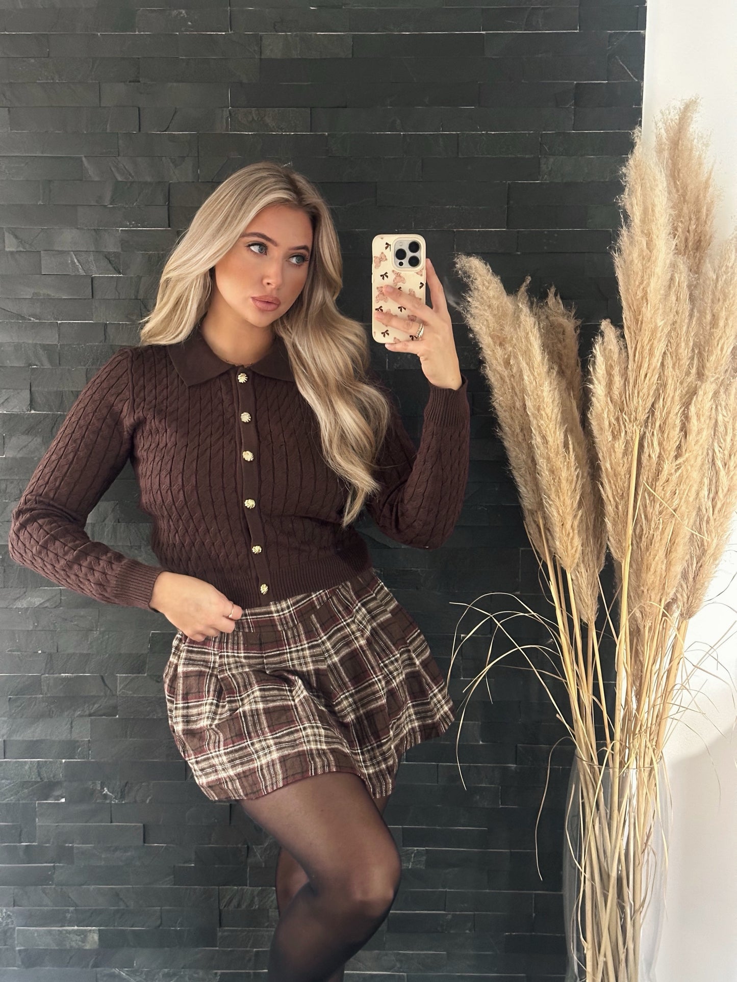 STRICKCARDIGAN COLLAR CHOCOLATE