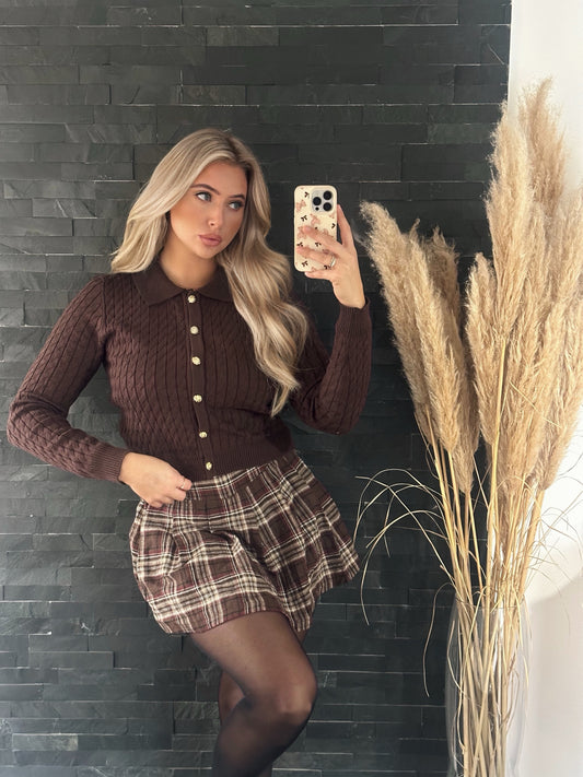 STRICKCARDIGAN COLLAR CHOCOLATE