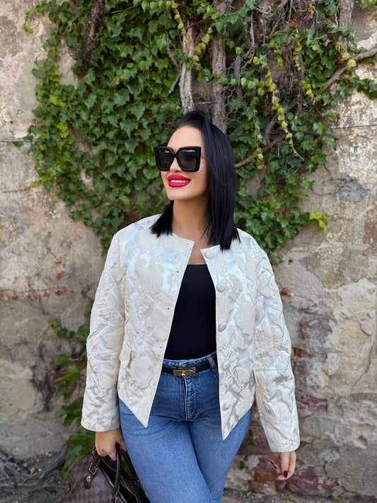 JACQUARD JACKE ELEGANT CREME