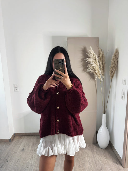 STRICKCARDIGAN AMALFI LOVE BORDEAUX