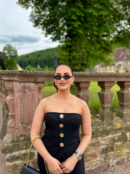 BANDEAU TOP SCHWARZ MIT GOLDENEN DETAILS