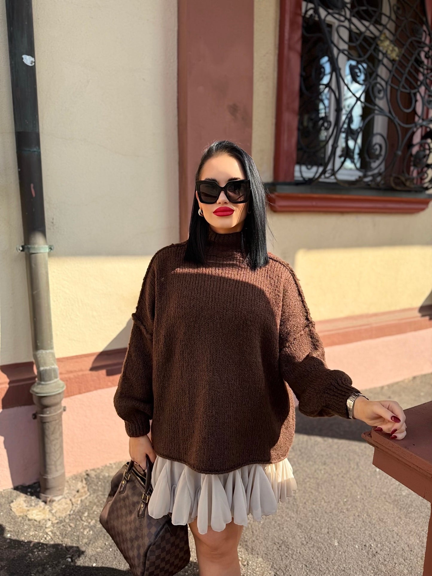 PULLOVER COZY OVERSIZE SCHOKO