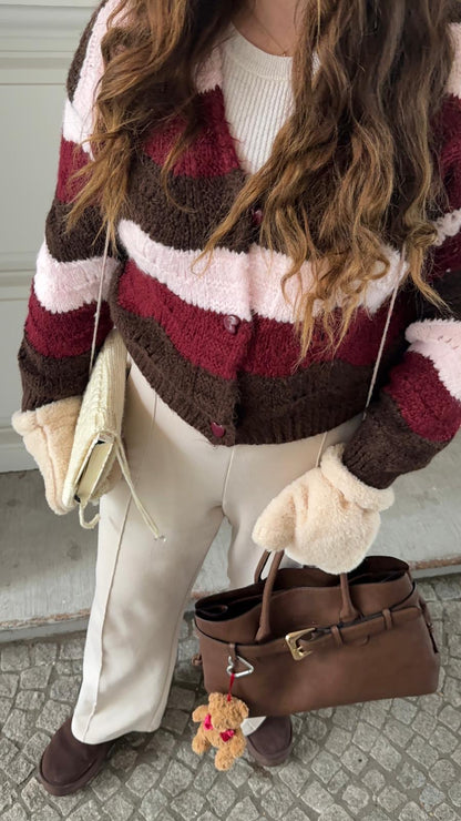 STRICKCARDIGAN HEART STRIPES