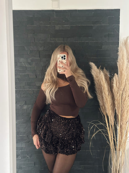 PAILLETTENSHORTS VELVET GLAM SCHOKO