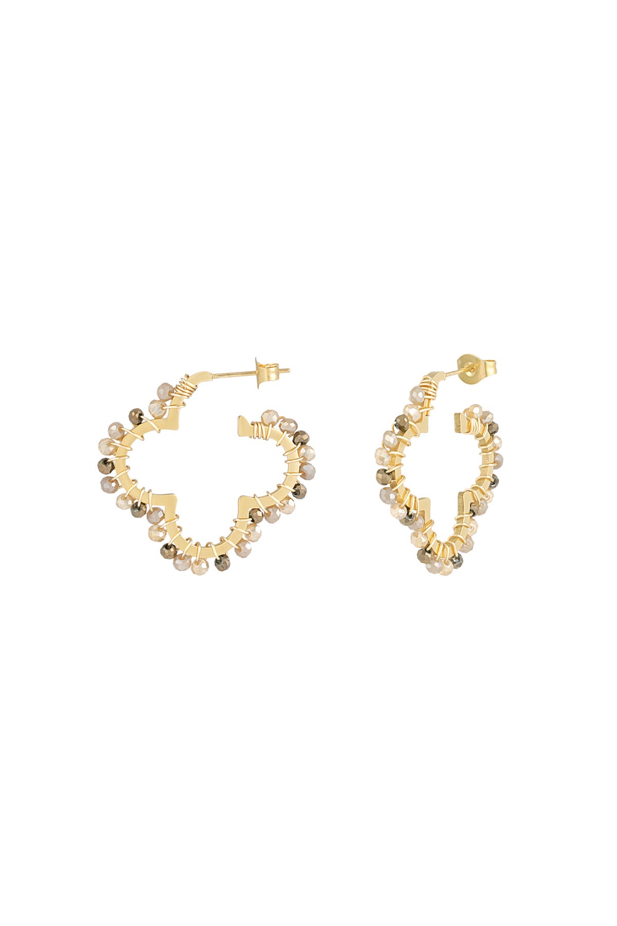 EARRINGS CLOVER BEIGE/WEISS