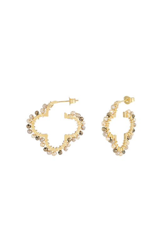 EARRINGS CLOVER BEIGE/WEISS