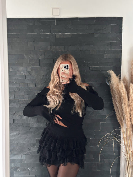 STRICKROCK LACE LOVE - SCHWARZ