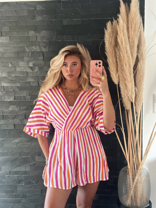 MUSSELIN JUMPSUIT SUNSET STRIPES