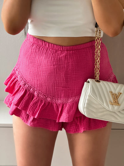 MUSSELIN SHORTS VOLANT PINK