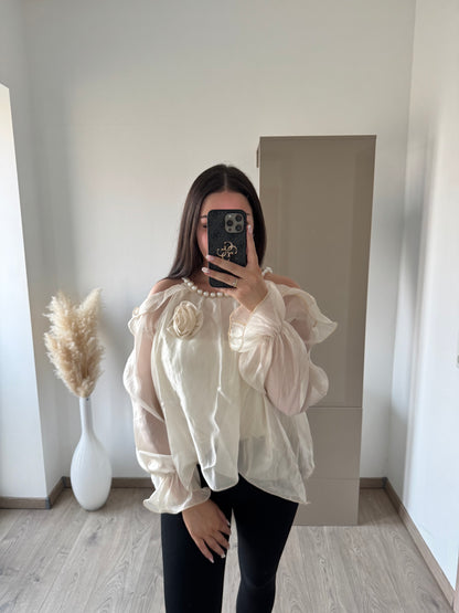 SATIN BLOUSE ROSE CREAM