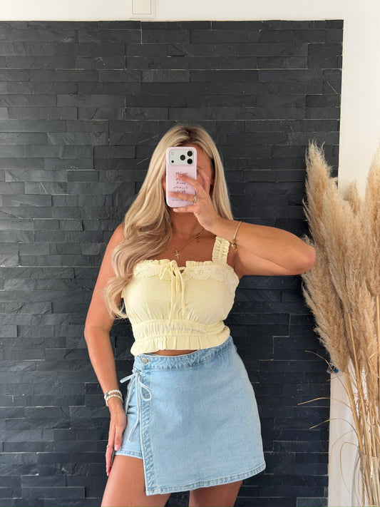 MUSSELIN TOP LEMON LACE
