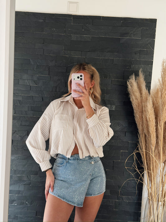 HEMDJACKE STRIPED SUMMER BEIGE