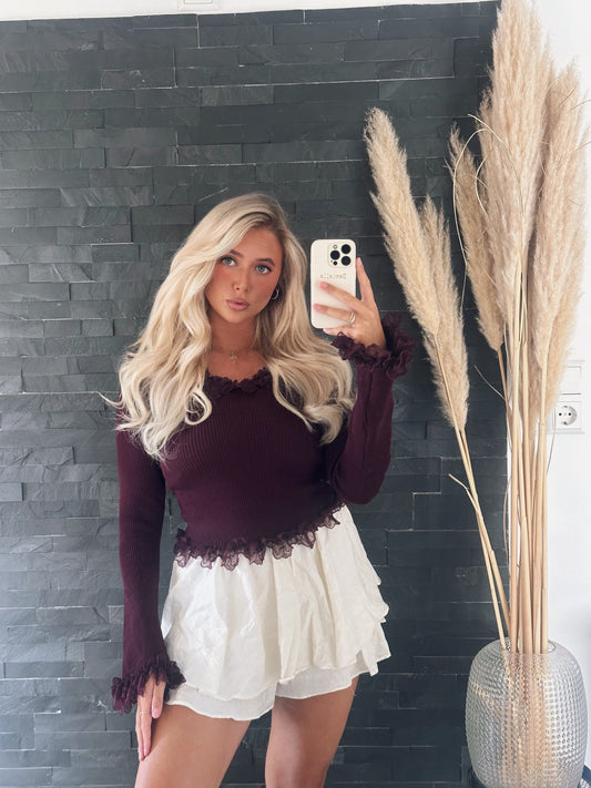 SPITZEN-STRICKTOP BELLEZZA BORDEAUX