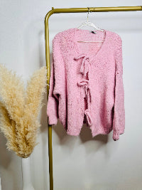 CARDIGAN BOW PINK