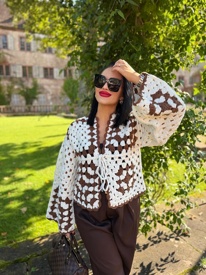 CARDIGAN CROCHET BROWN